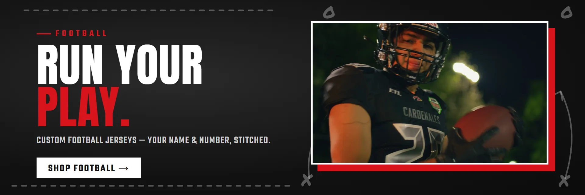 Custom football jerseys - Run your play